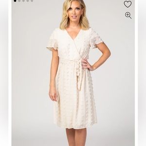 Cream Swiss Dot Tie Front Wrap Dress. Size medium, Jessakae dress